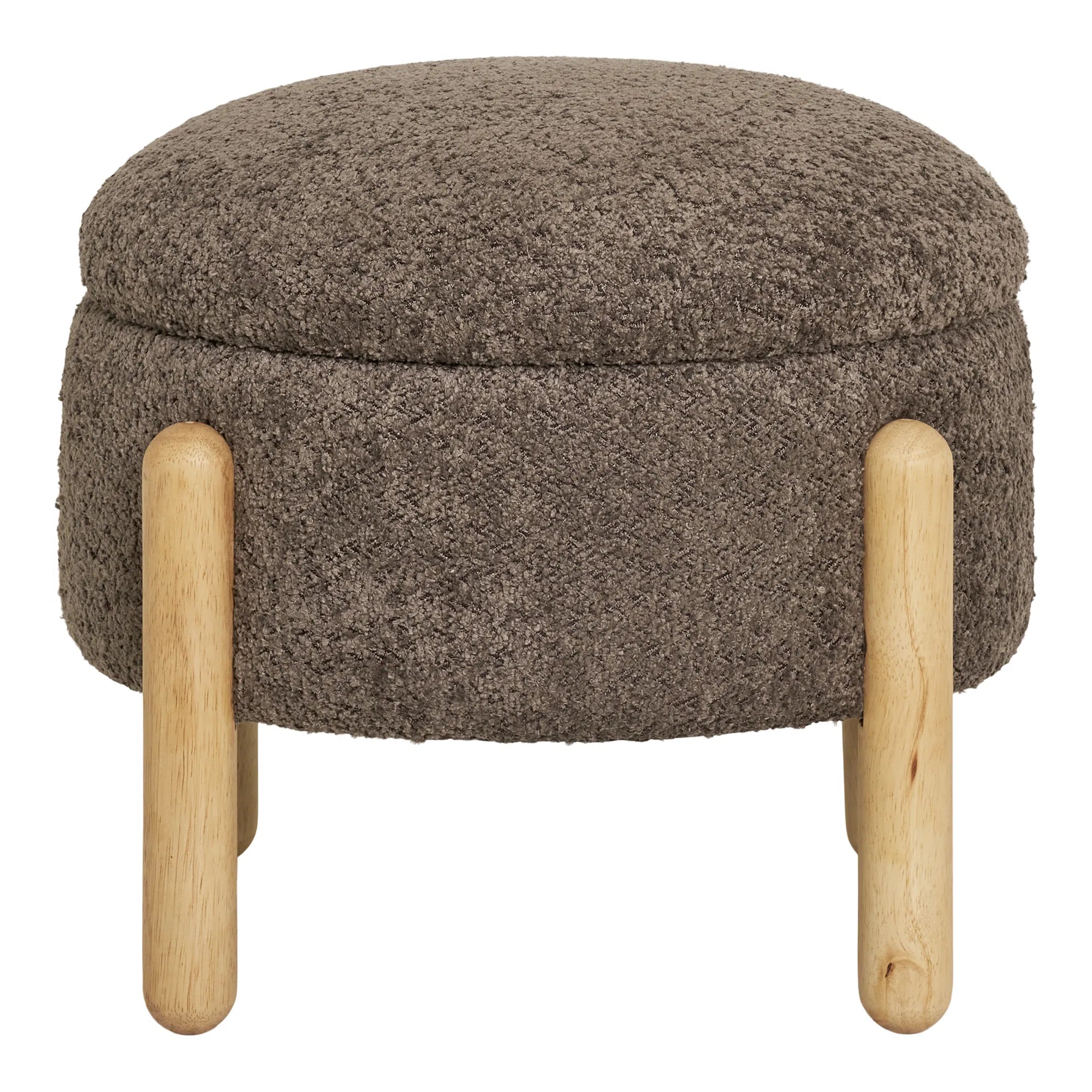 Bijzettafelkruk Merino Bouclé Bruin met opbergruimte