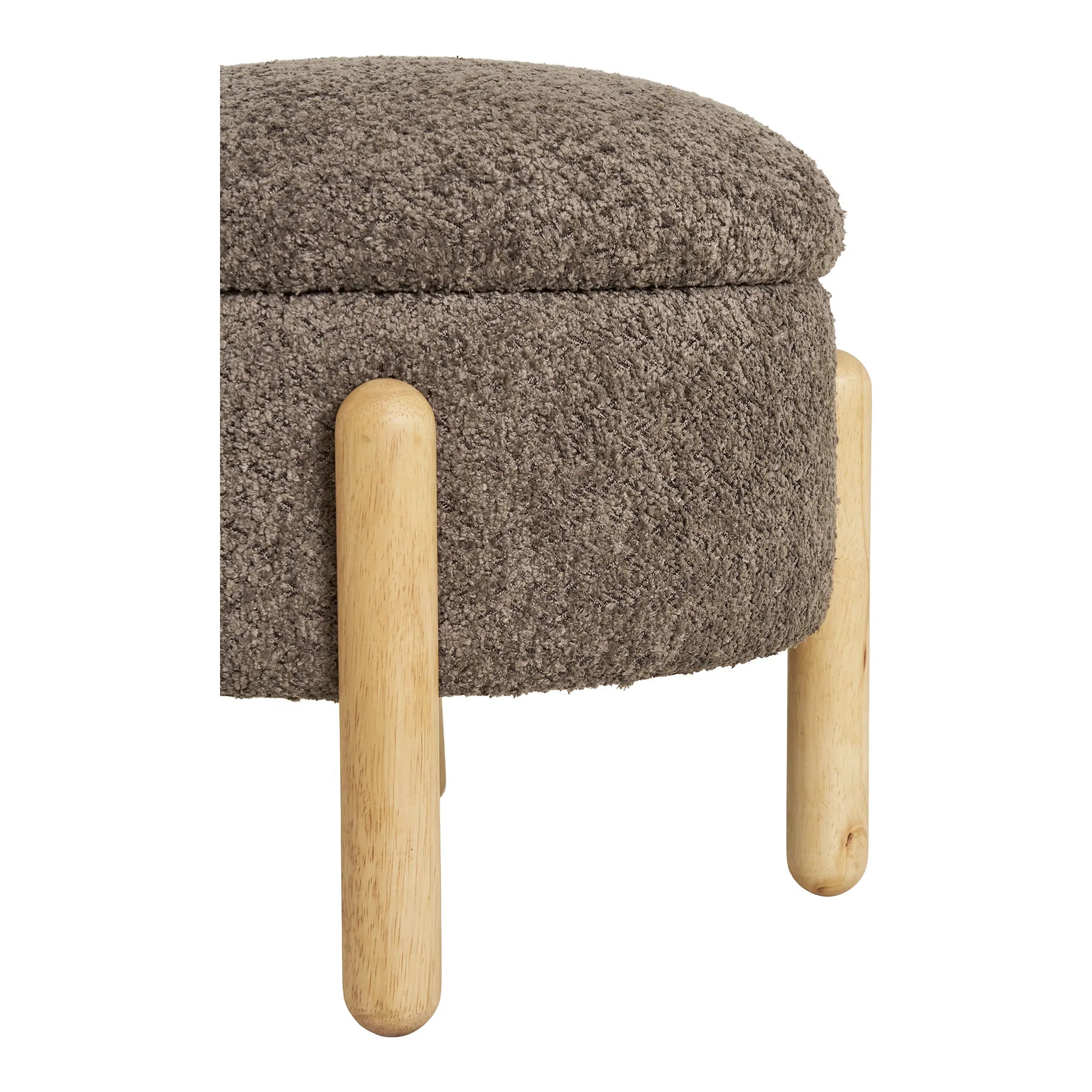 Bijzettafelkruk Merino Bouclé Bruin met opbergruimte
