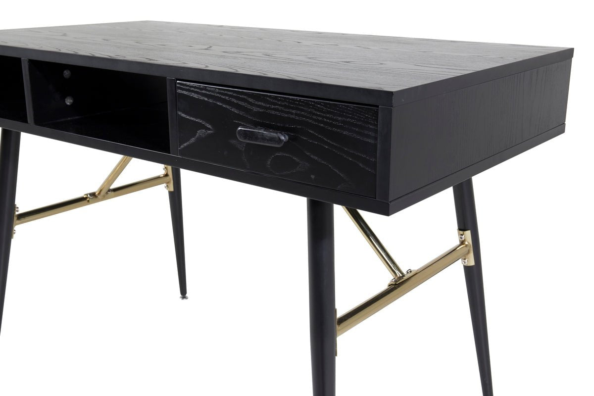 Bureau Aluri - met zwart fineer en messingdetails