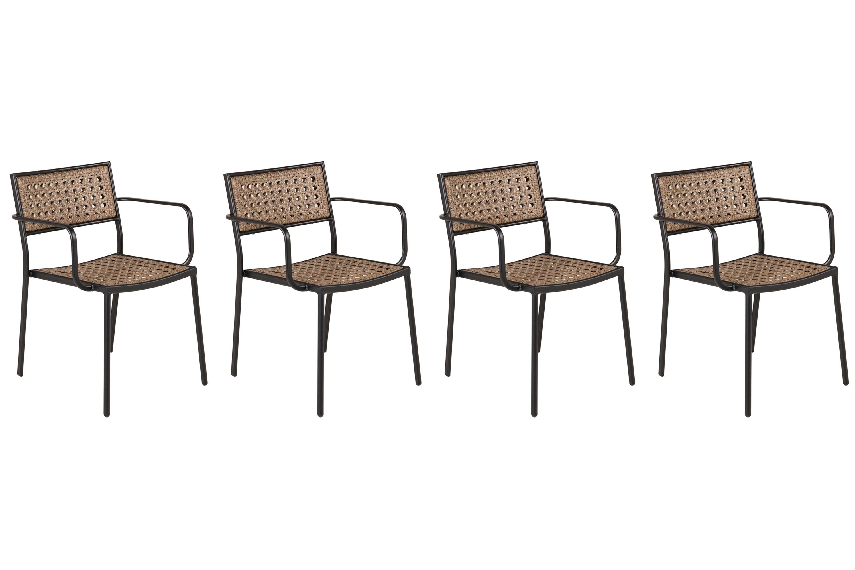 Ensemble de 4 chaises de jardin Marave en rotin avec coussins inclus