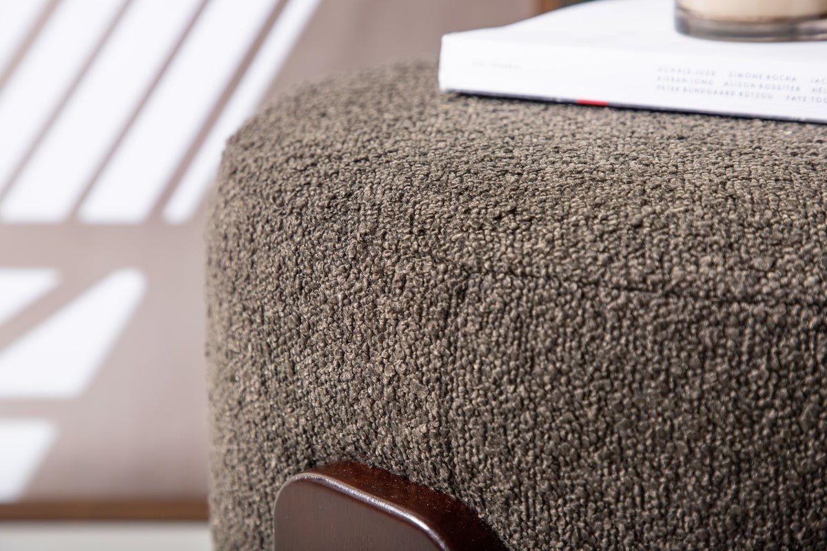 Beistellhocker Carmelo – Runder Hocker in Bouclé Anthrazit (Ø 50 cm)