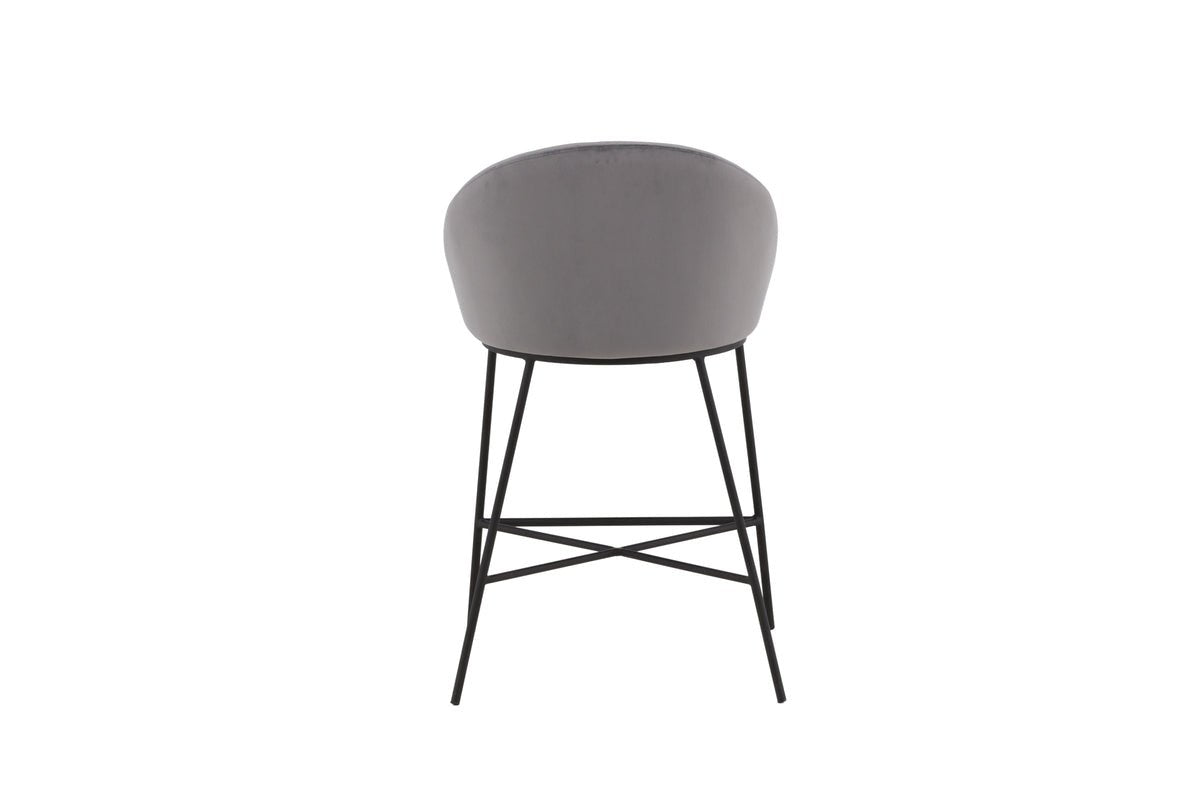 Tabouret de bar Viola - en Métal avec revêtement en velours gris foncé