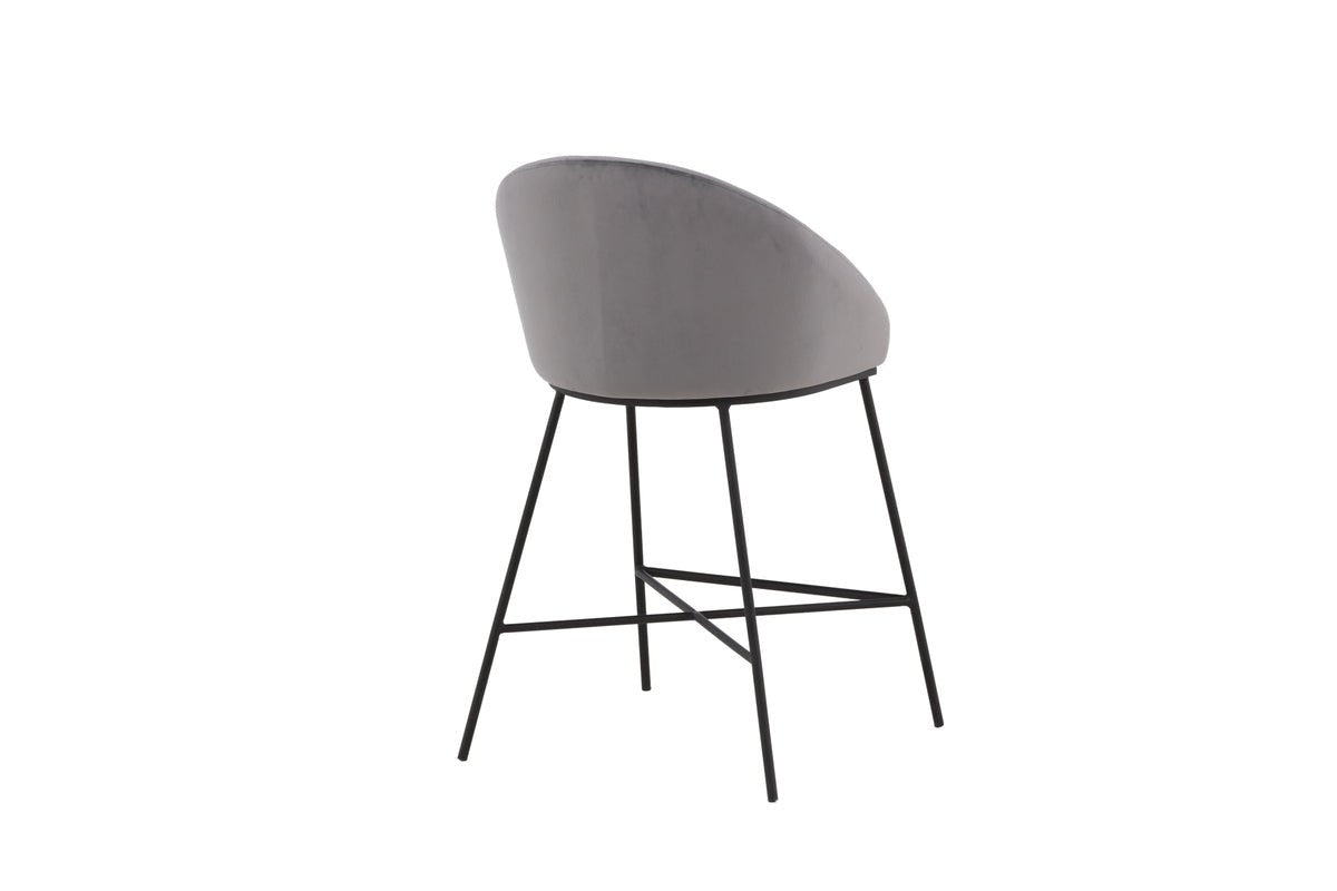 Tabouret de bar Viola - en Métal avec revêtement en velours gris foncé
