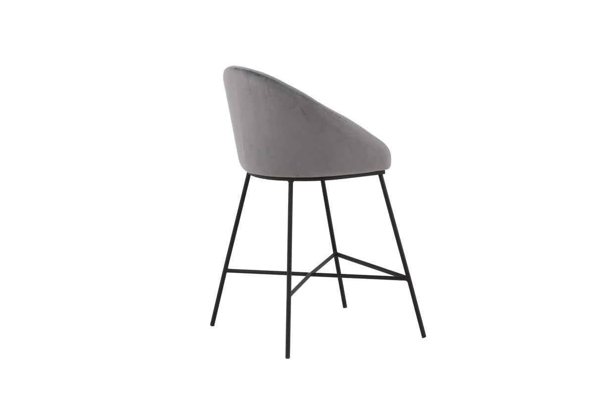 Tabouret de bar Viola - en Métal avec revêtement en velours gris foncé