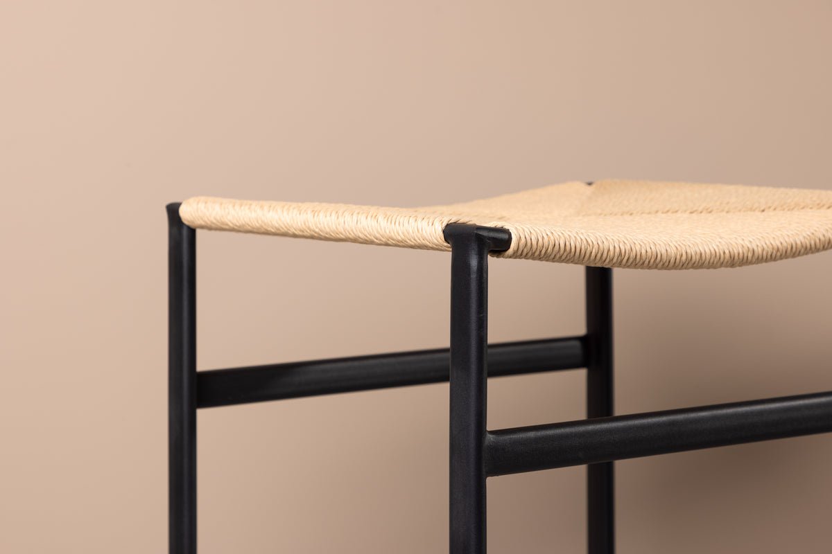 Ensemble de 2 tabourets de bar Simon, une combinaison d'acier et de tressage en corde