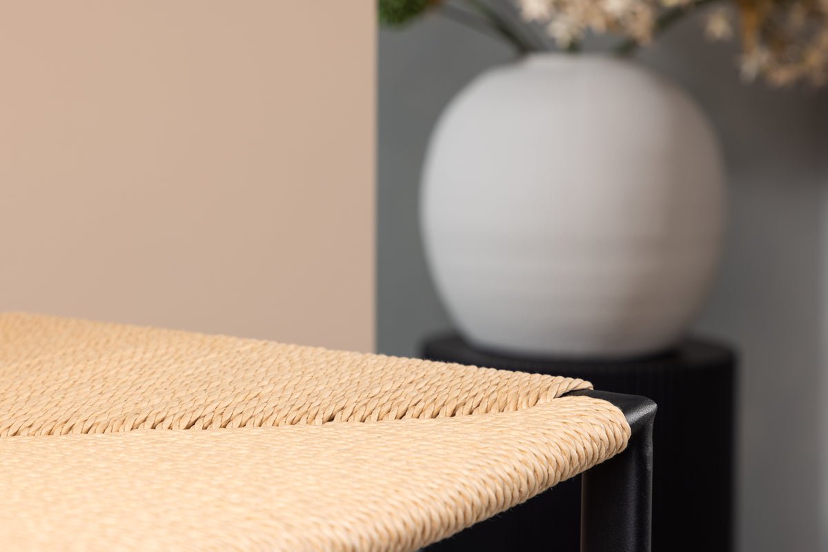 Ensemble de 2 tabourets de bar Simon, une combinaison d'acier et de tressage en corde