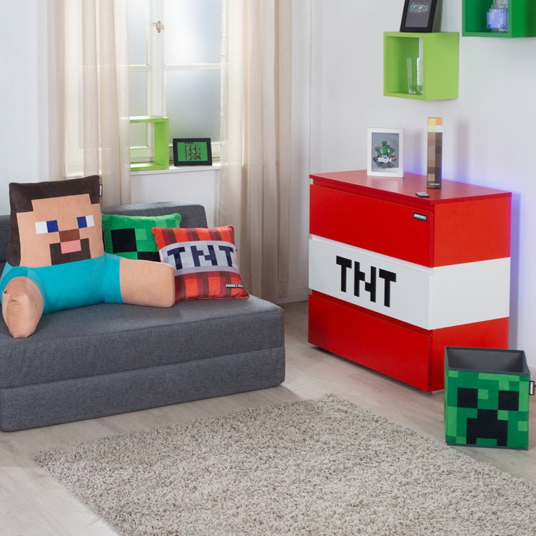 Minecraft Coussin de lecture « Steve » – Coussin relax avec support dorsal et accoudoirs