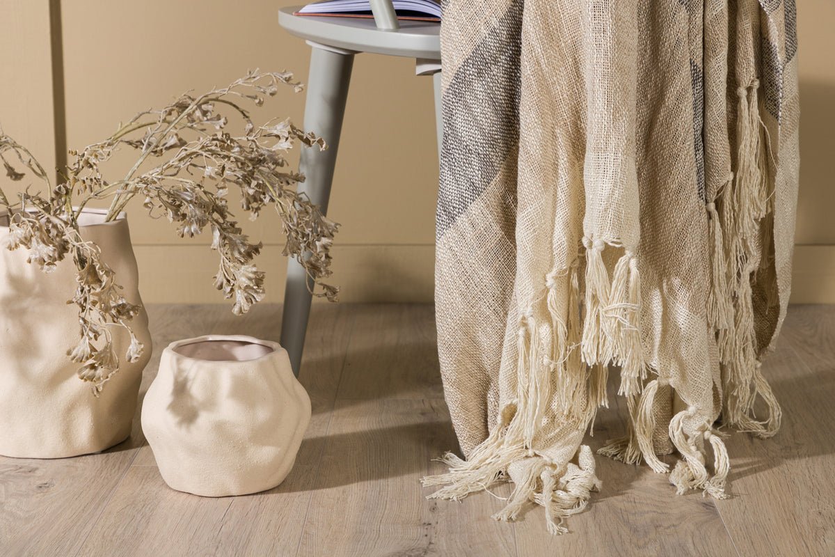 Tagesdecke Lunara – 170×130 cm met franjes & structuur-weefontwerp