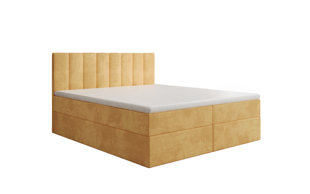 Lit boxspring Sofia en Côtelé avec espace de rangement