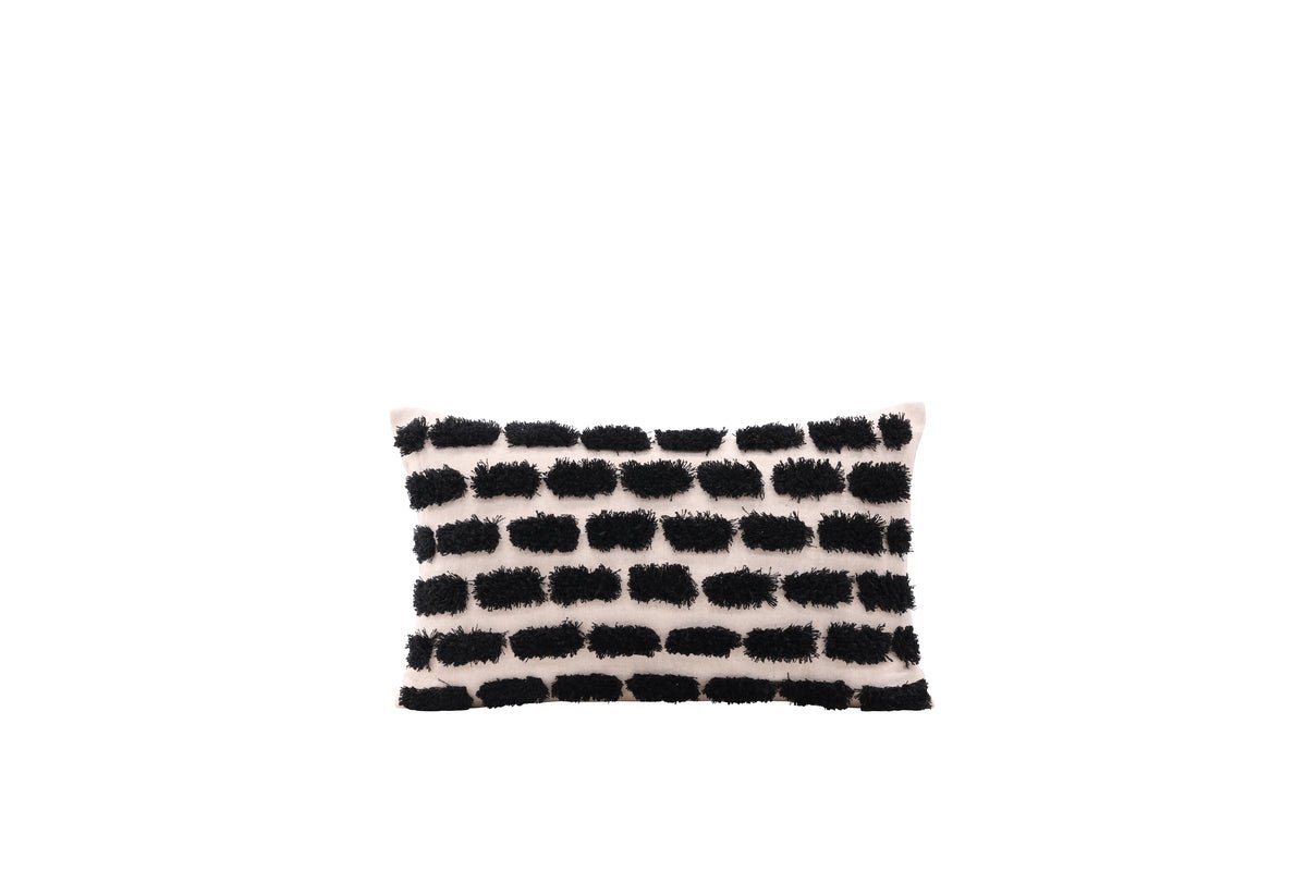 Housse de coussin Luca - 50x30 cm avec motif blanc et noir