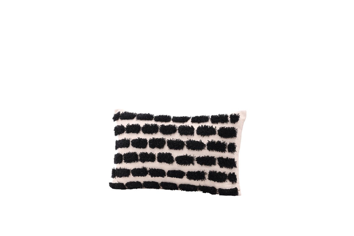 Housse de coussin Luca - 50x30 cm avec motif blanc et noir
