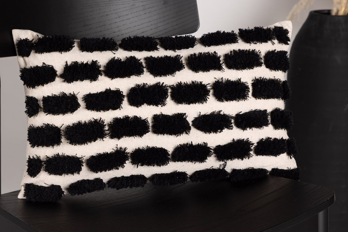 Housse de coussin Luca - 50x30 cm avec motif blanc et noir