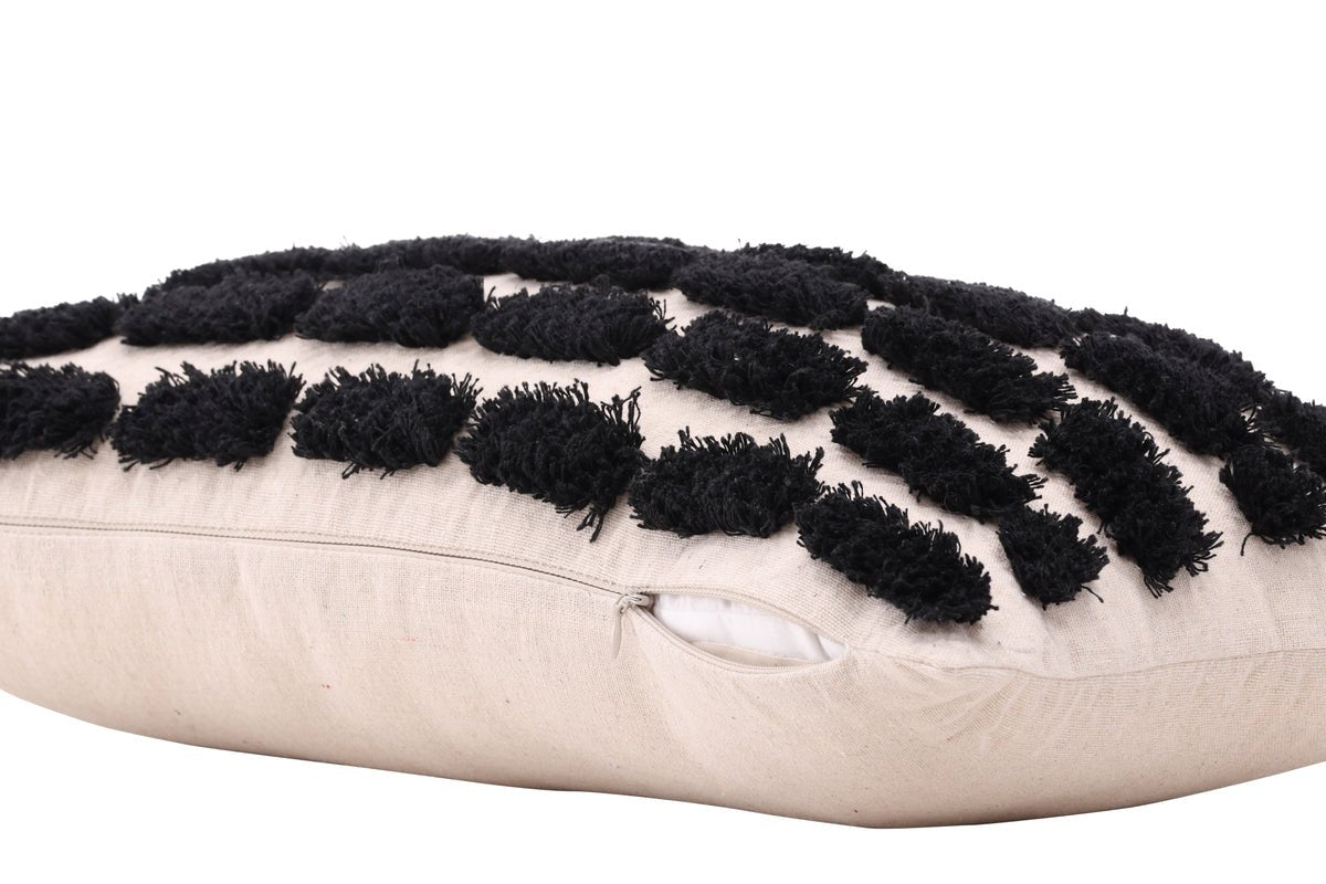 Housse de coussin Luca - 50x30 cm avec motif blanc et noir