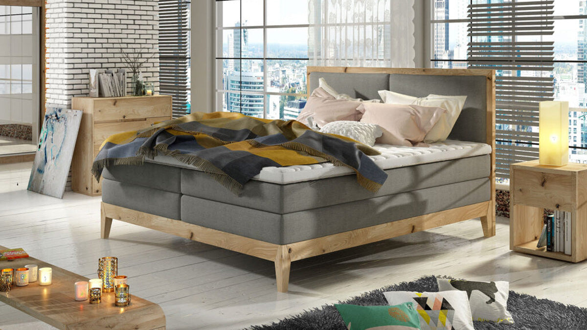 Lit boxspring/lit en bois design Ida en Chêne massif