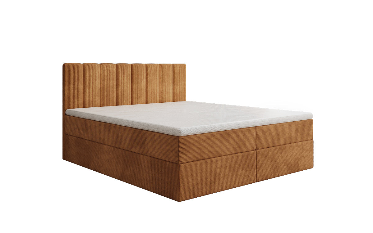 Lit boxspring Sofia en Côtelé avec espace de rangement