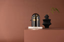 Tischlampe Jasmin – Runde Formen sowie Rauchglas mit Spiegeleffekt