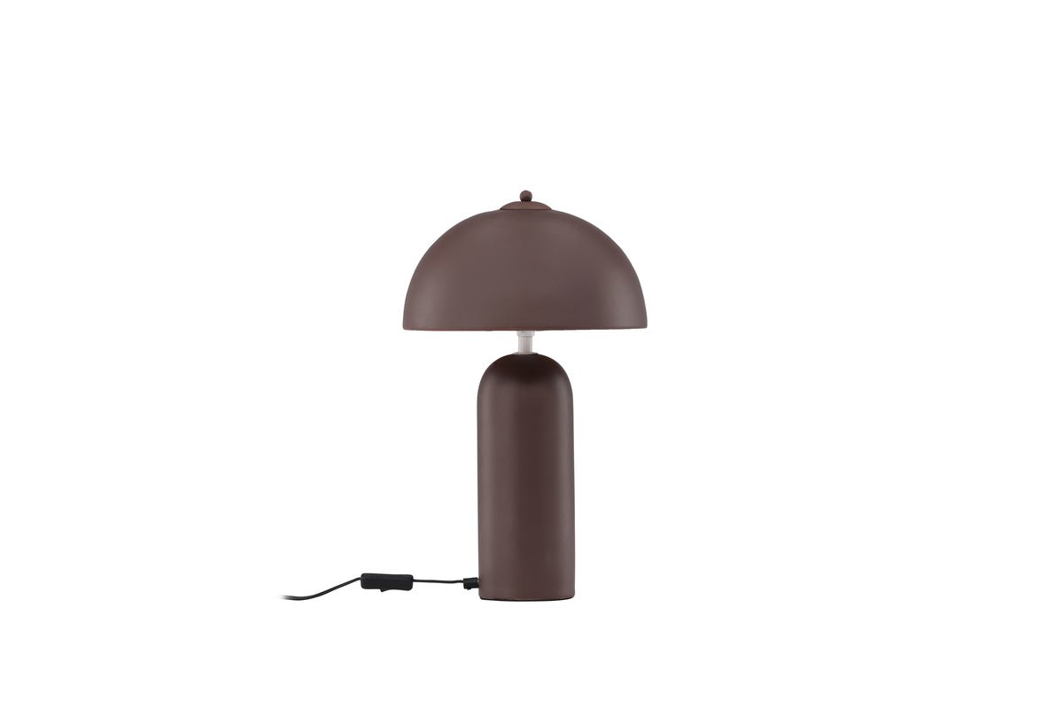 Lampe de table « Terranova » – Élégance en pierre brune avec abat-jour rond