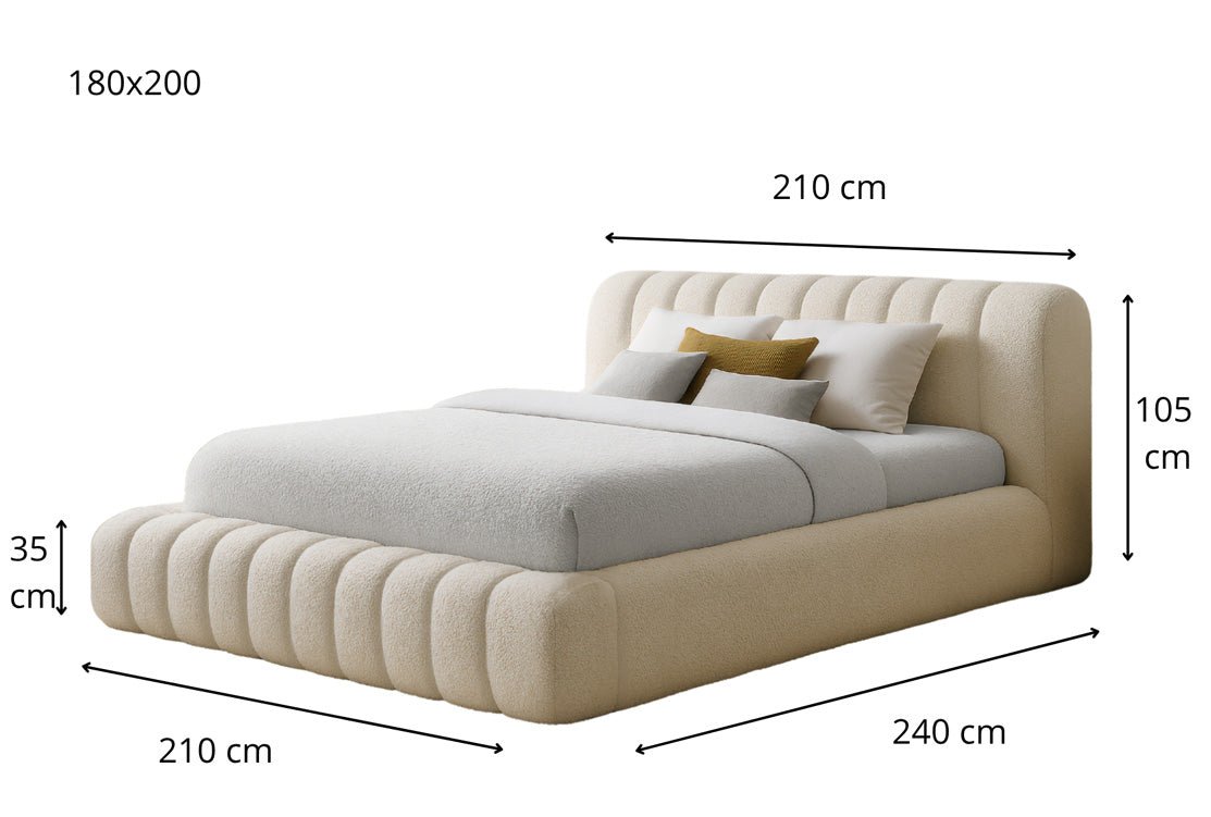 Lit rembourré design Selene Bouclé avec rangement