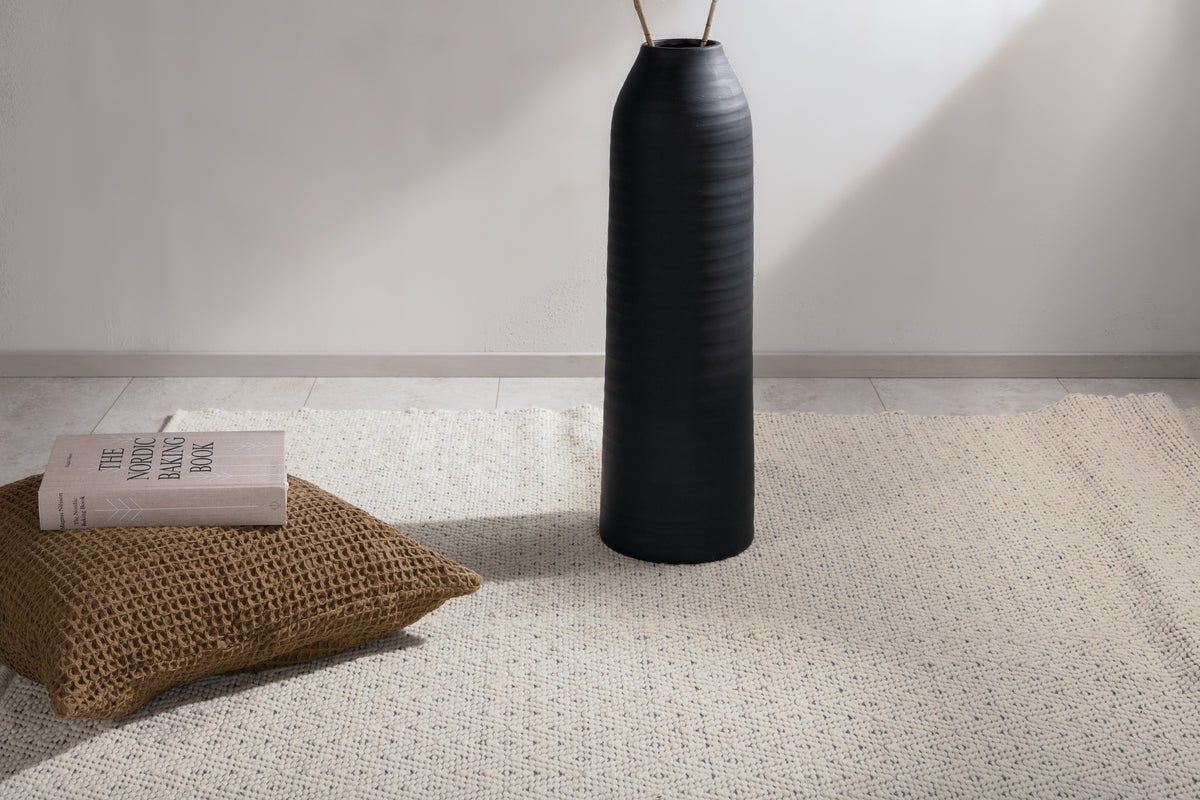 Vloerkleed Helena – rechthoekig in Beige van polyester & katoen