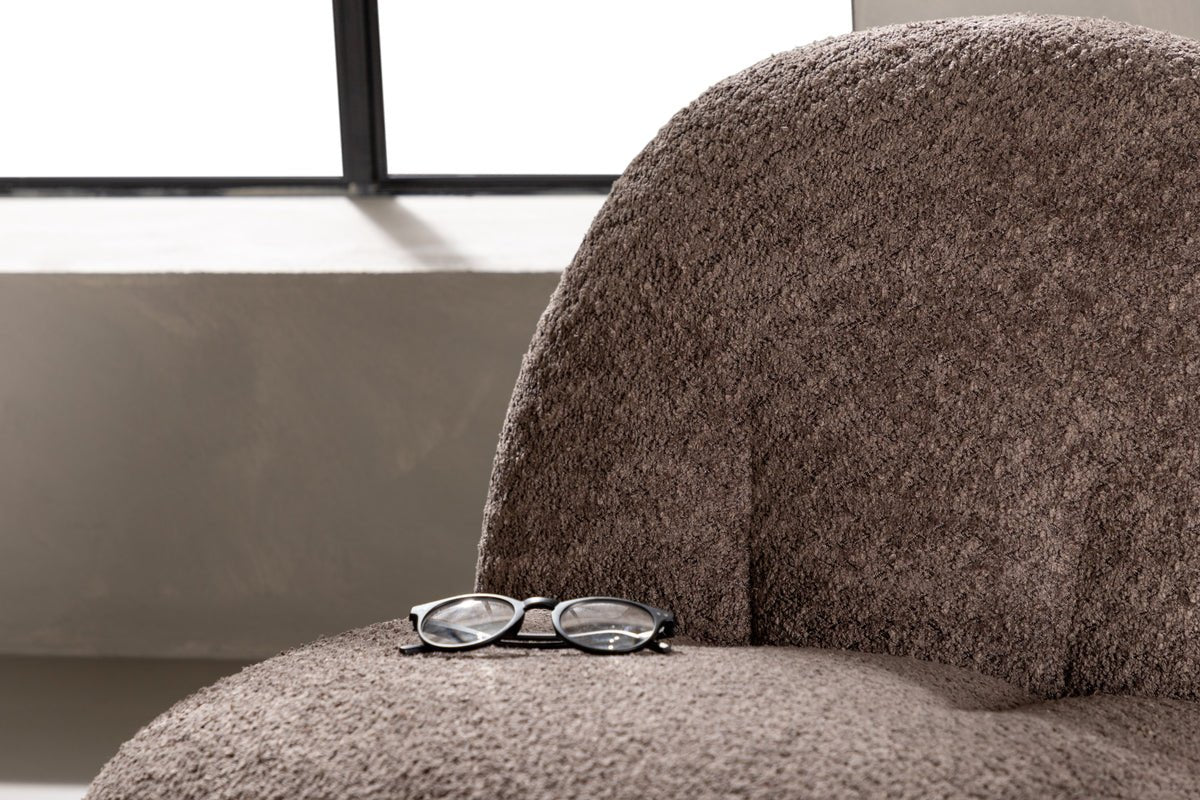 Fauteuil Lounge Designer Almvik – Bouclé Marron