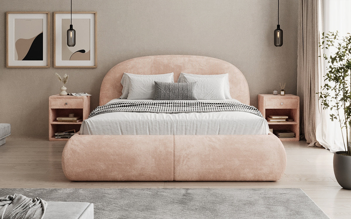 Designer Polsterbett Loop in Cord mit Stauraum