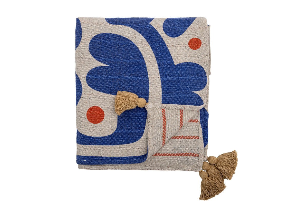 Plaid Kiral - Bleu, en coton recyclé