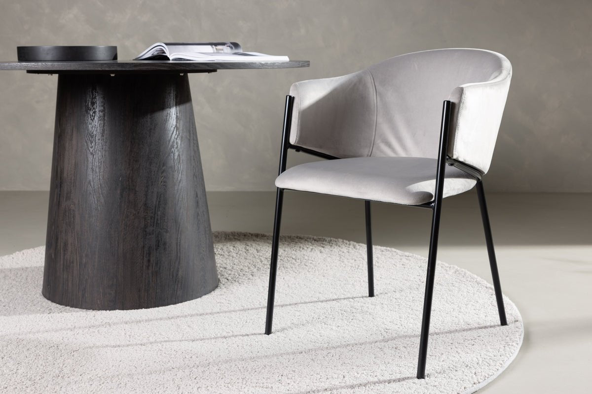 2-delige set - stoel Calyra met lichtgrijze fluwelen stof