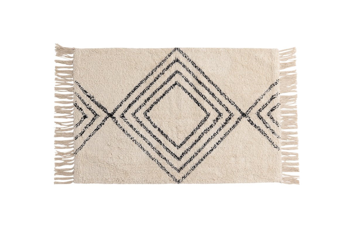 Badmat Ubud - in zwart-wit design van absorberende katoen