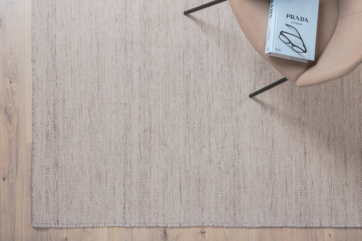 Vloerkleed Zay – handgeweven in Beige van polyester & katoen