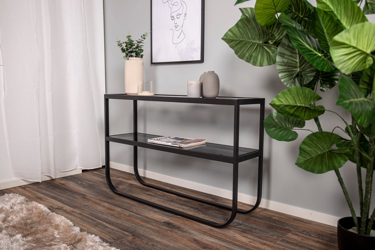 Bijzettafel Tiana – in Zwart of Wit met glazen blad