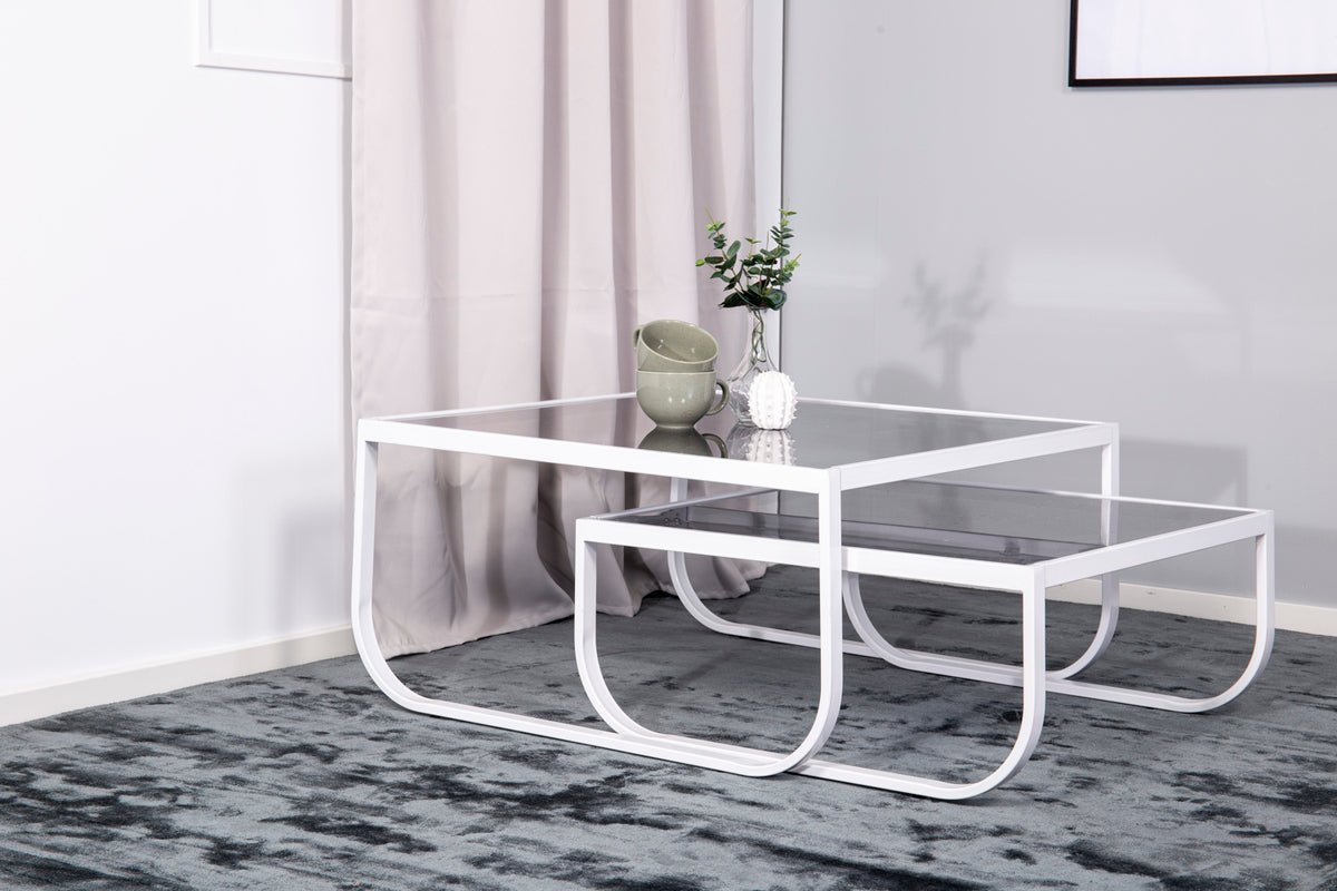 Salontafel Rondo - twee tafels met glazen tafelblad