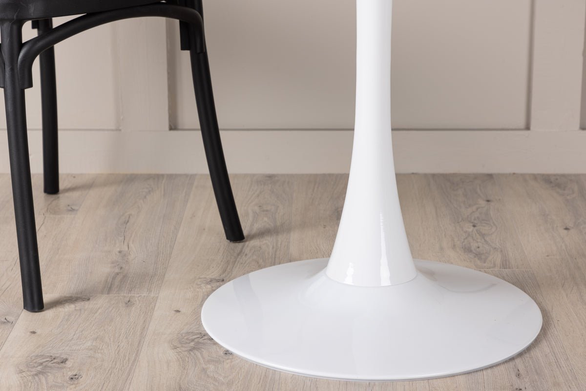 Eettafel Crema - ronde eettafel in wit met stalen poten