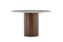 Table à manger Justin - table à manger ronde en bois de frêne moka avec plateau en verre