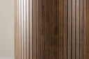 Table à manger Justin - table à manger ronde en bois de frêne moka avec plateau en verre