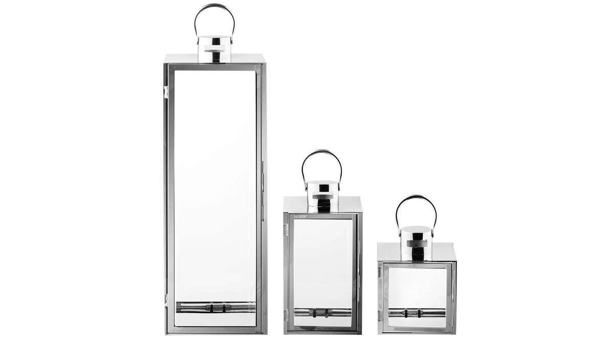 Lot de 3 lanternes Rufus - avec cadres couleur argent