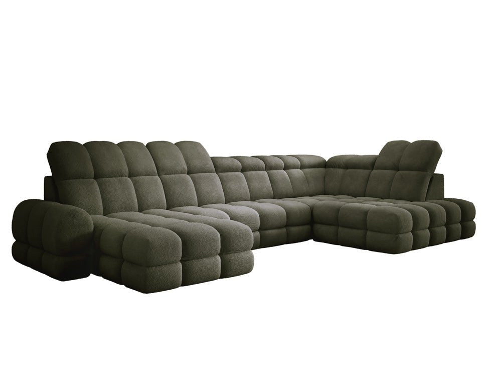 Canapé design Lima U avec fonction de couchage électrique en Bouclé