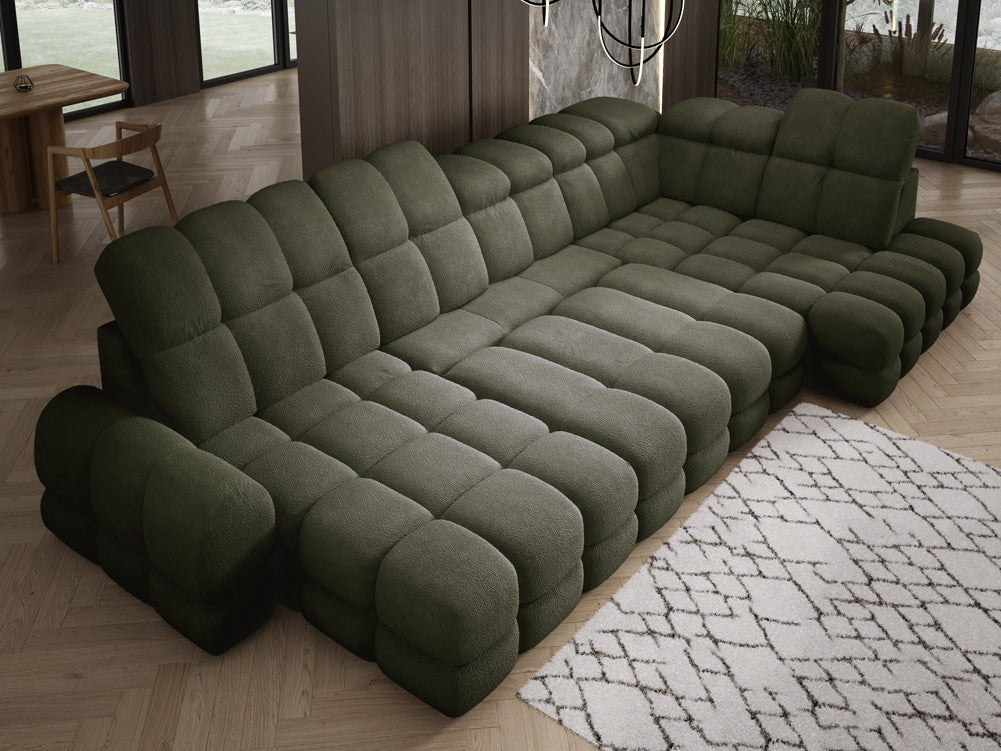 Canapé design Lima U avec fonction de couchage électrique en Bouclé