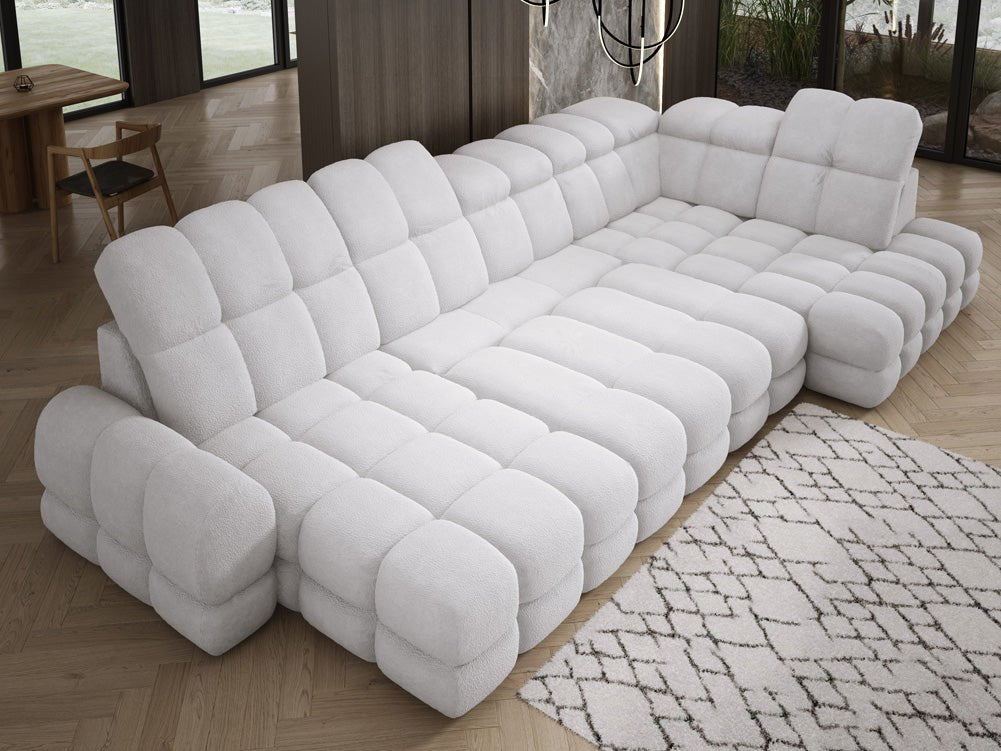Canapé design Lima U avec fonction de couchage électrique en Bouclé
