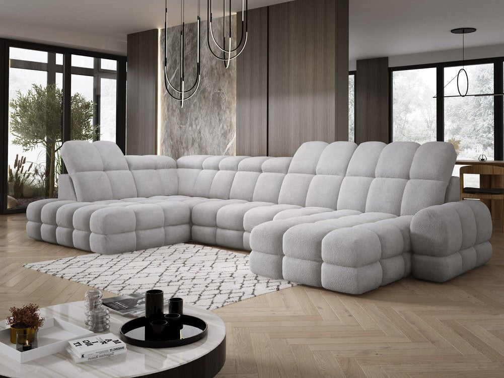Canapé design Lima U avec fonction de couchage électrique en Bouclé
