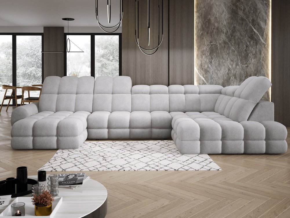 Canapé design Lima U avec fonction de couchage électrique en Bouclé