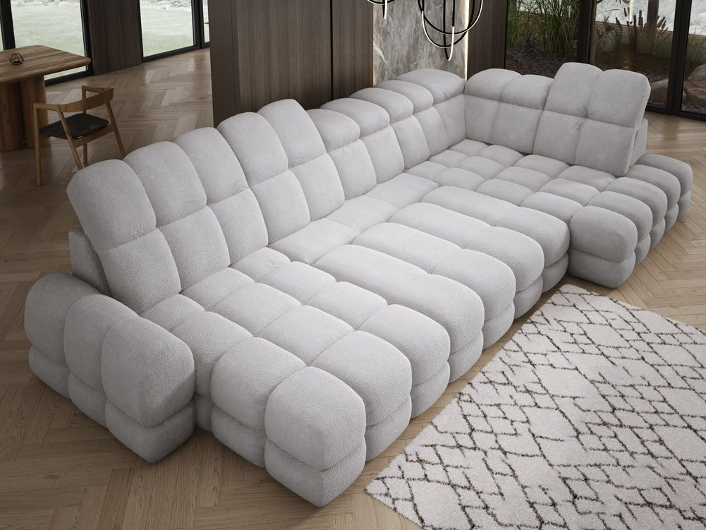 Canapé design Lima U avec fonction de couchage électrique en Bouclé