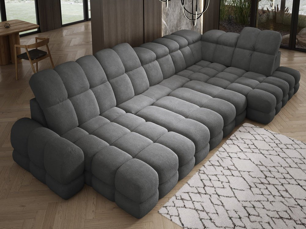 Canapé design Lima U avec fonction de couchage électrique en Bouclé