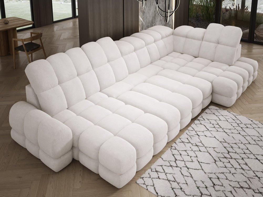 Canapé design Lima U avec fonction de couchage électrique en Bouclé