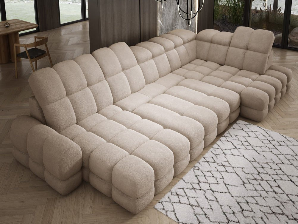 Canapé design Lima U avec fonction de couchage électrique en Bouclé