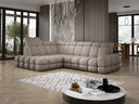 Canapé d’angle design Lima avec fonction de couchage électrique en Bouclé