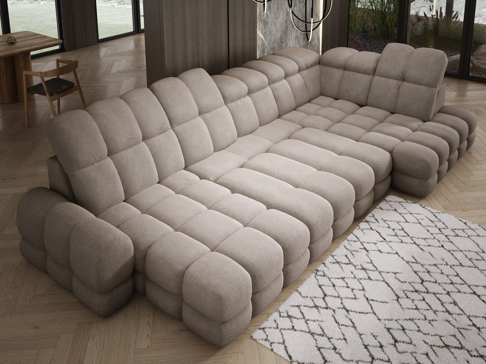 Canapé design Lima U avec fonction de couchage électrique en Bouclé