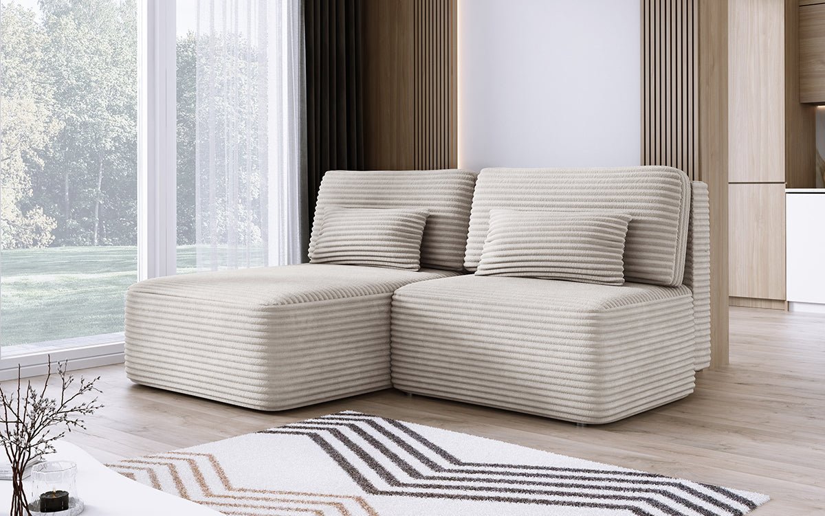 Designbank Tilia Ribstof met slaapfunctie en opbergruimte