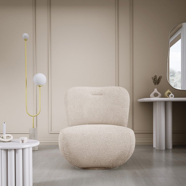 Designer fauteuil Kyoto 360° draaifunctie in Bouclé