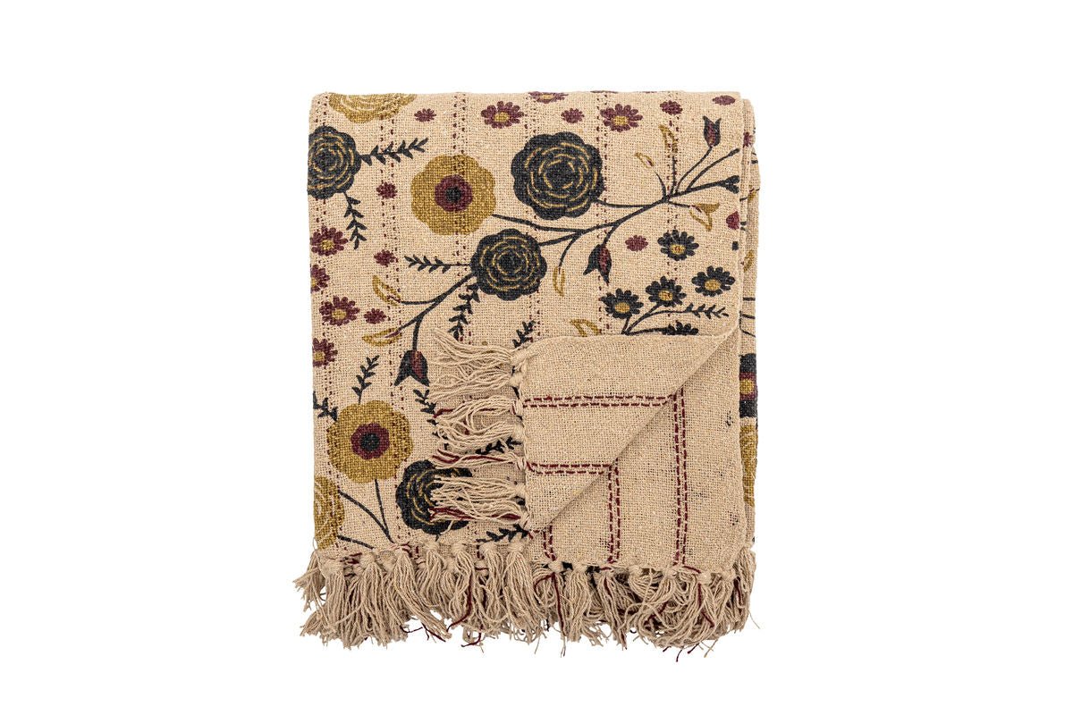 Tweepersoonsbedsprei Fiora – gerecyclede katoen met bloemmotief