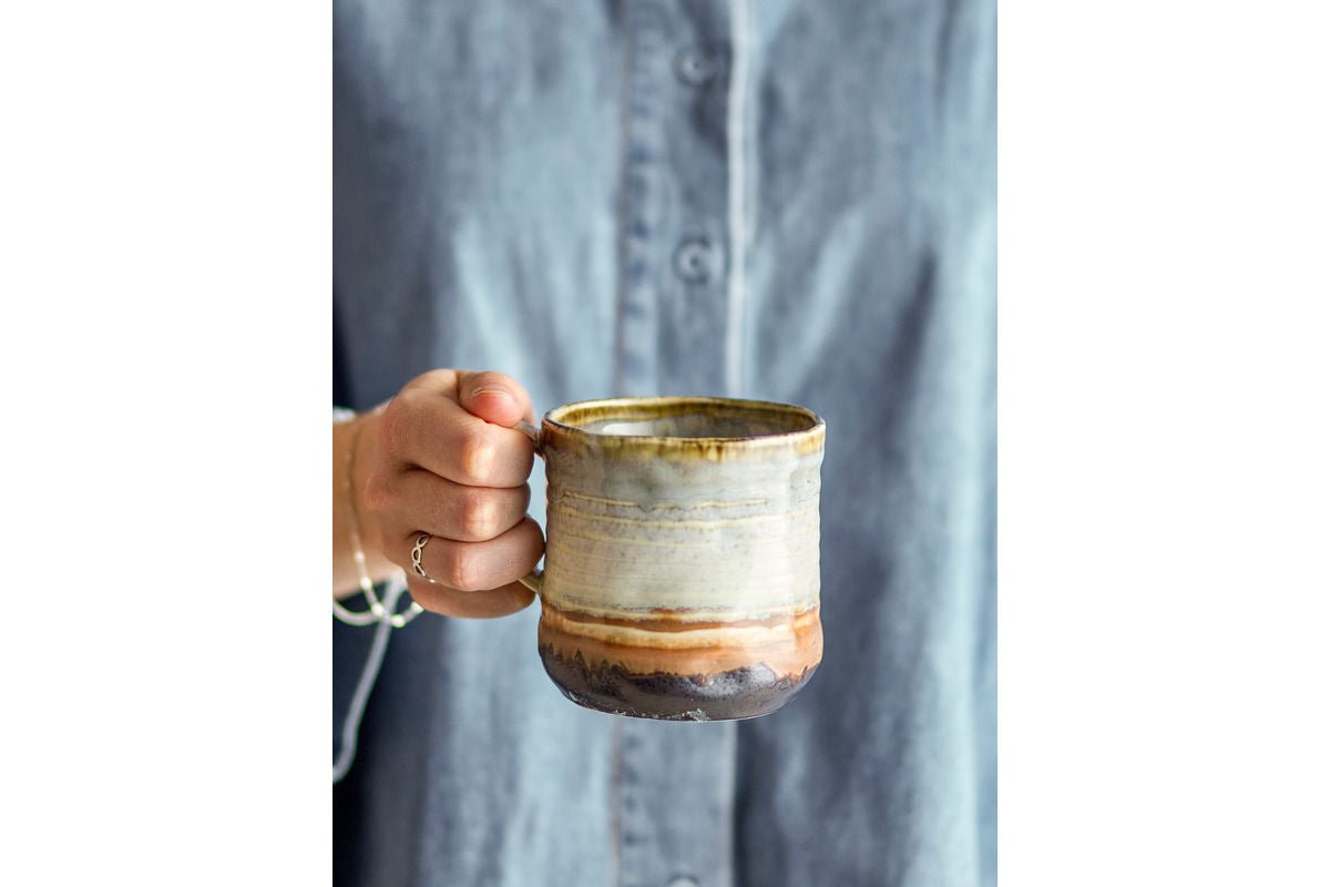 Becher-set Avena – Reactieve glazuur met verticale structuur (4-delige set)